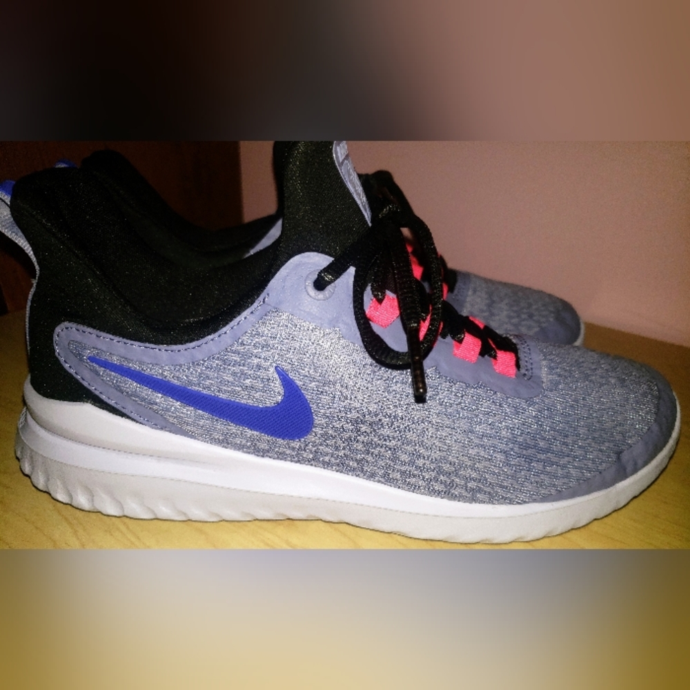 Nike Womens 10.5 Black Grey Purple Renew Rival Running Athletic Shoes AA7411-501